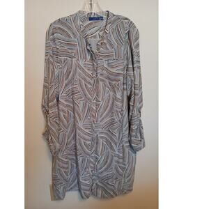 Apt 9 Shirtdress Shift Button Up Career Dress XL Roll Tab sleeves Light Blue 14